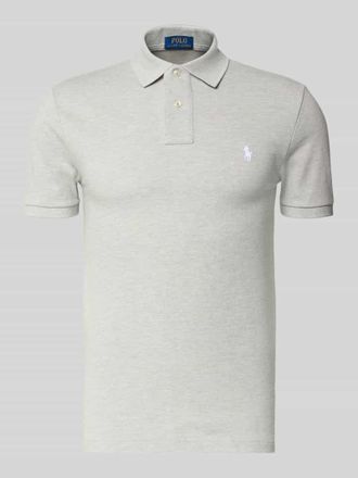 Polo Ralph Lauren Slim Fit Poloshirt aus reiner Baumwolle in Hellgrau Melange, Gr&ouml;&szlig;e XXL