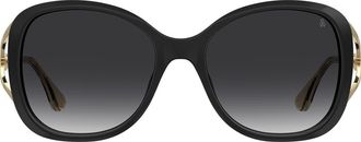 Stuart Weitzman 58mm Polarized Gradient Square Sunglasses in Black/Grey Sf Pz Ar at Nordstrom