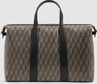 Reiss Grey Multi Monogram-print Coated-canvas Holdall