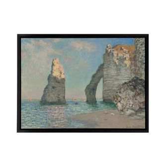 Artery8 Claude Monet The Cliffs At Etretat Framed Canvas Wall Art Print | Size: W24 x H32