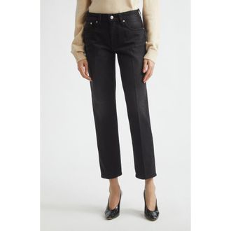 Victoria Beckham Low Rise Straight Leg Ankle Jeans in Washed Black at Nordstrom, Size 27