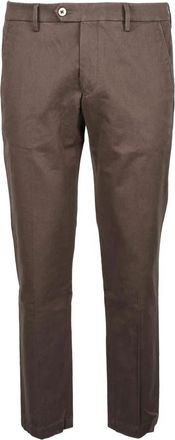 Michael Coal Brown Cotton Stretch Trousers With Classic Cut And Comfortable Fit