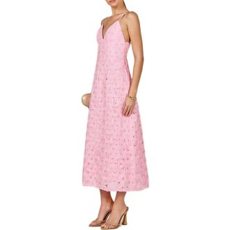 endless rose Textured Floral Midi Dress in Pink at Nordstrom, Size X-Small
