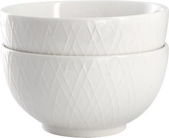 Gibson Home 2 Piece Fine Ceramic 6in Cereal Bowl Set in White at Nordstrom