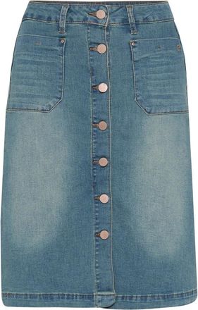 Cream Lichtblauwe Denim Rok met Zakken - Dames - Spijkerrokken - Blauw - 3XL - Denim - Rokken