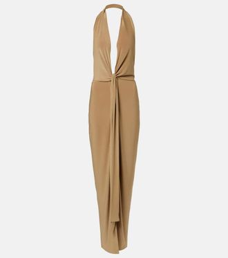 Norma Kamali Draped halterneck open-back gown
