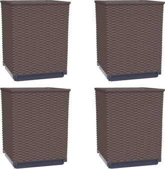 vidaXL Vidaxl - Jardineras 4 unidades polipropileno marrón 30x30x37 cm