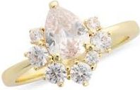 Covet Emerald Cut CZ Cluster Engagement Ring in Clear /Gold at Nordstrom Rack, Size 6