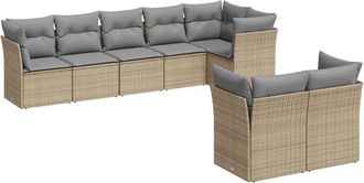 vidaXL Vidaxl - Juego De Sof&aacute;s De Jard&iacute;n Con Cojines Beige 8 Pzas Rat&aacute;n Pe
