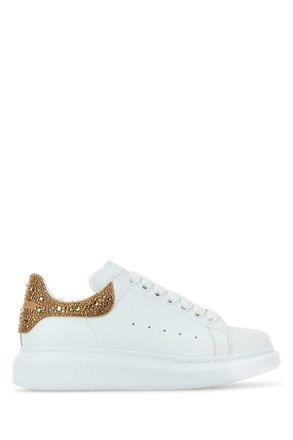 Alexander McQueen Alexander Mcqueen White Leather Sneakers With Embellished Suede Heel
