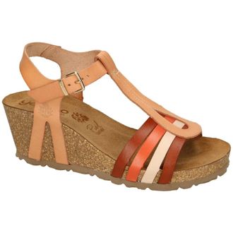 Yokono Schoenen, Dames, Beige, 39 EU, Leer, Cadiz-301 Wedge Sandal