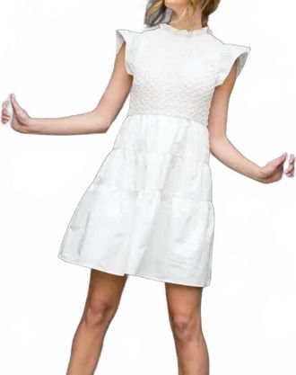 THML Clothing Pearl Mini Dress In White