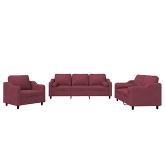 vidaXL Vidaxl - Set Di Divani 3 Pz Con Cuscini Rosso Vino In Tessuto