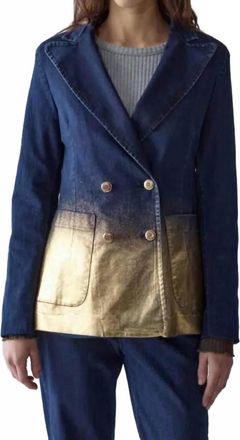 Shaft Stretch Denim Blazer With Paint In Blue