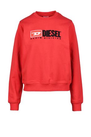Diesel Red Cropped Graphic Sweatshirt