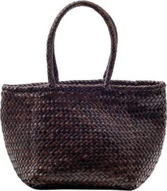 Dragon Diffusion Intrecciato handgeweven leren handtas - Dames - Tassen - Bruin - Maat: ONE Size Zijde