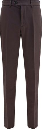 Brunello Cucinelli Mens Dyed Cotton Pants Dark Brown Trousers