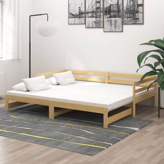 Berkfield Home Pull-out Day Bed Solid Pinewood 2x in Brown