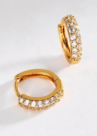 Luv AJ Baby Pav&eacute; Huggie Earrings