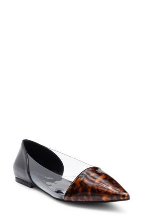 Jeffrey Campbell Stealthy Pointed Toe Flat in Tortoise Black Patent at Nordstrom, Size 7.5