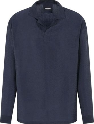 Giorgio Armani Poloshirt met lange mouwen - Blauw