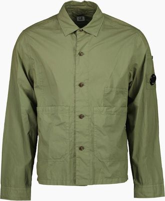 C.P. Company Mens Popeline Lens Overshirt - Green - Size: 38/Regular