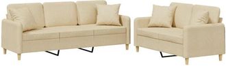 vidaXL Juego De Sof&aacute;s Con Cojines 2 Piezas Tela Crema Vidaxl
