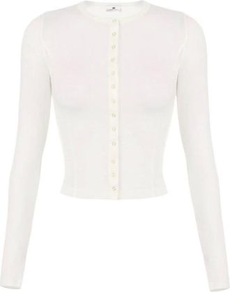 Elisabetta Franchi Truien & Vesten, Dames, Wit, 2Xl, Wol, Lichtgewicht Jersey Cardigan