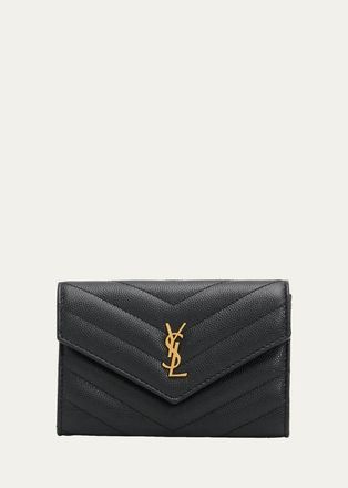 Saint Laurent Small Logo Quilted Leather Clutch