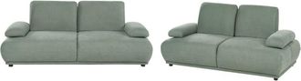 Beliani Sofa 3+2 Seater Set Light Green Fabric Upholstery Water-Repellent Wooden Legs Adjustable Backrest & Armrests Living Room Furniture NACKA