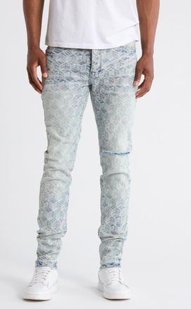 Purple P001 Jacquard Monogram Skinny Jeans in Light Indigo at Nordstrom, Size 28