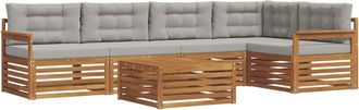 vidaXL Conjunto De Sof&aacute;s De Exterior 6 Uds. Gris Natural Y Claro Vidaxl