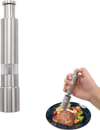 OEM Molinillo De Sal Y Pimienta De Acero Inoxidable De 1 Pieza Con Bot&oacute;n Pulsador Y Dise&ntilde;o Moderno (plateado)