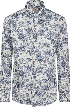 Xacus Liberty Fiori Blu Shirt - Heren - Casual Overhemden - Veelkleurig - M - Katoen - Overhemden