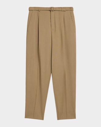 Saint Laurent Men & apos;s Wool and Mohair Single-Pleat Belted Pants
