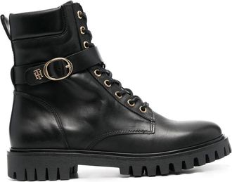 Tommy Hilfiger ankle-length leather biker boots - women - Calf Leather/Rubber/Fabric/Calf Leather - 36 - Black