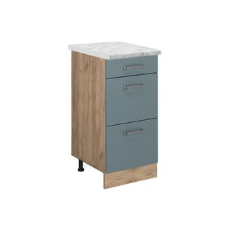 Vicco Mueble Bajo De Cocina R-line, Gris Azulado, 40 Cm Et M&aacute;rmol