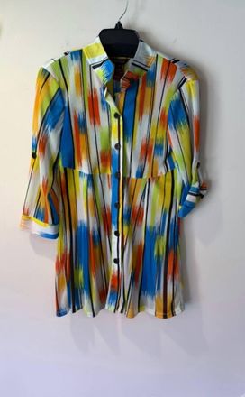 Multiples Womens Accordian Button Front Tunic In White, Royal, Yellow, Orange