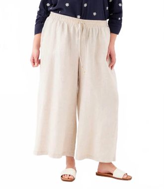 Karen Kane Drawstring Linen Pants - Plus In Oatmeal