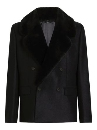 Dolce & Gabbana faux-fur collar blazer - Black