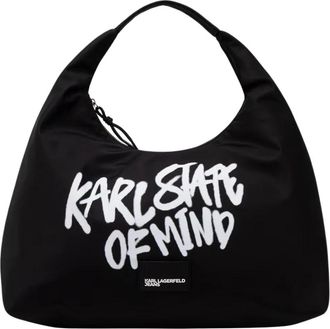 Karl Lagerfeld Soft Hobo Tas - Dames - Handtassen - Zwart - ONE Size - Tassen