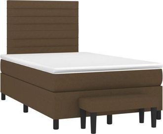 vidaXL Vidaxl - Cama Box Spring Con Colch&oacute;n Tela Marr&oacute;n Oscuro 120x200 Cm