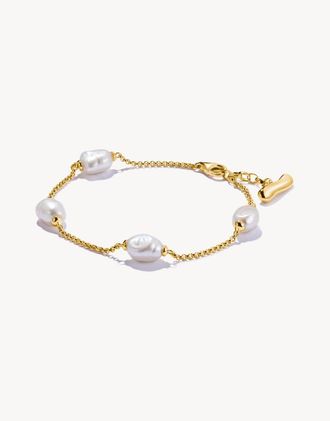 Thomas Sabo Natural Beauty - Bracciale placcato oro con perle dacqua dolce tonalit&agrave; oro giallo e bianco
