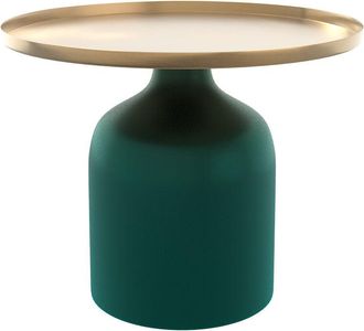 Rendez-Vous D&eacute;co Mesa Auxiliar Redonda De Metal Verde Y Lat&oacute;n D49 Cm - Lyne