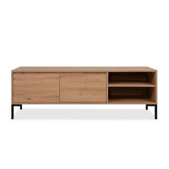 Calicosy Mueble de TV con 2 abatibles y 2 nichos de efecto madera - L150 cm