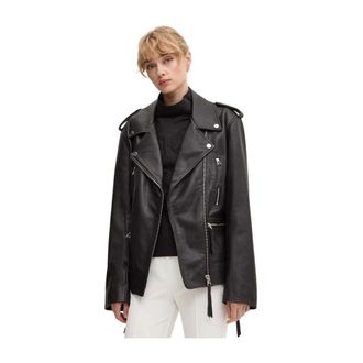 Remain Biker Leather Jacket - Dames - Leren en Su&egrave;de Jassen - Zwart - S - Leer - Jassen