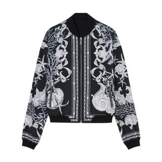 Versace Bomber Jackets, male, Black, Size: XL Reversible Graphic Print Jacket