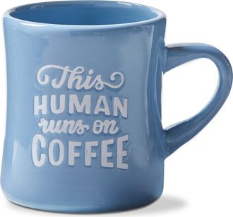 Tag This Human Runs On Coffee Diner Mug Periwinkle Blue Stoneware Everyday at Nordstrom