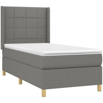 vidaXL Cama Box Spring Con Colch&oacute;n Tela Gris Oscuro 100x200 Cm Vidaxl