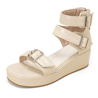 Generic Qynthra Womens 5CM Platform Wedge Sandals Foam Sole Gladiator Shoes with Triple Buckle Ankle Strap Comfortable Walking Platform Shoes for Long Wear & 